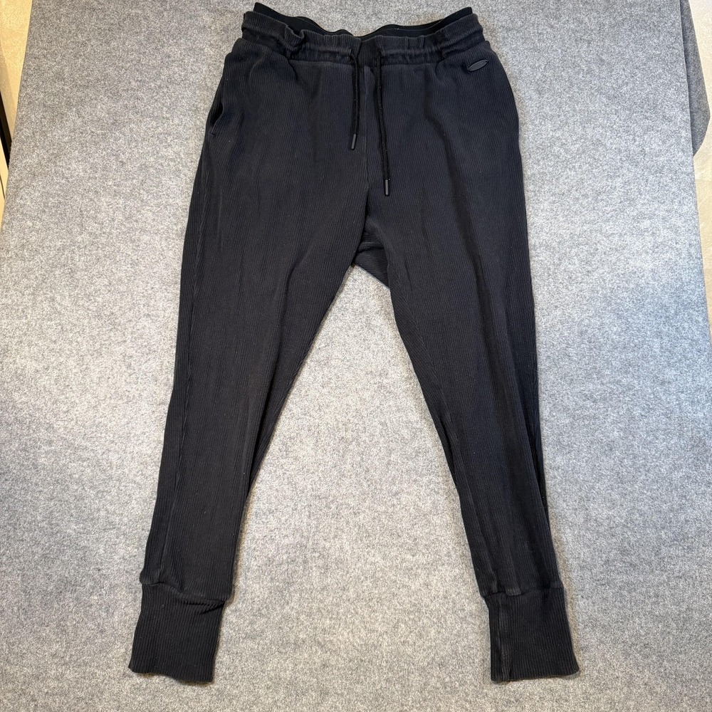 Gymshark Jogger Pants Mens Large Black Ribbed Knit Stretch Athletic GLJG3691